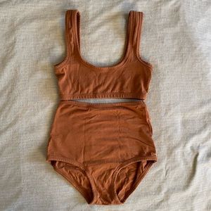 Shoparq wide strap bra and high rise undie - toffee